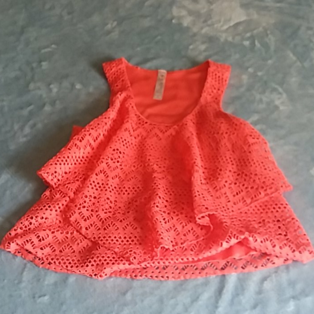 Girls orange eyelet top